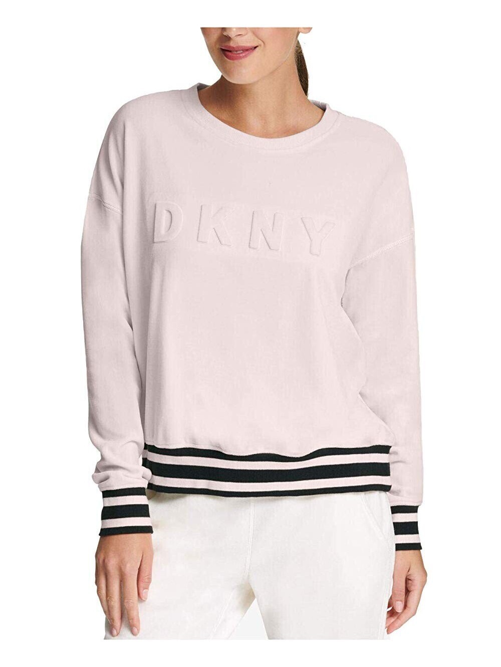 Dkny Womens Sport Velour Embossed-Logo Top Lotus Size XL